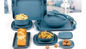 أواني الطعام يمكن التخلص منها من الخيزران الآمن ، مجموعة أدوات المائدة المصنوعة من الخيزران الأزرق الداكن